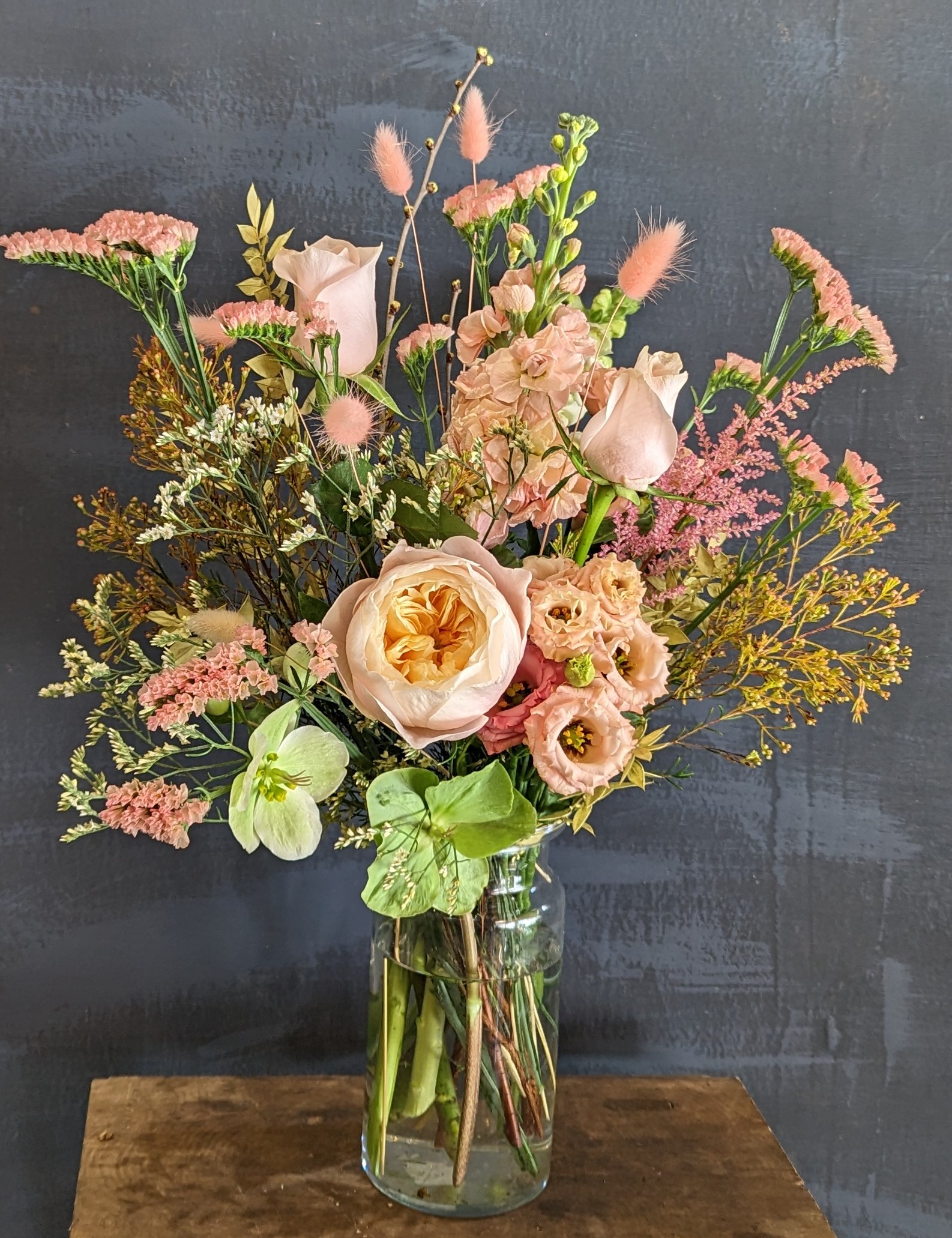 Dansk peach vase arrangement